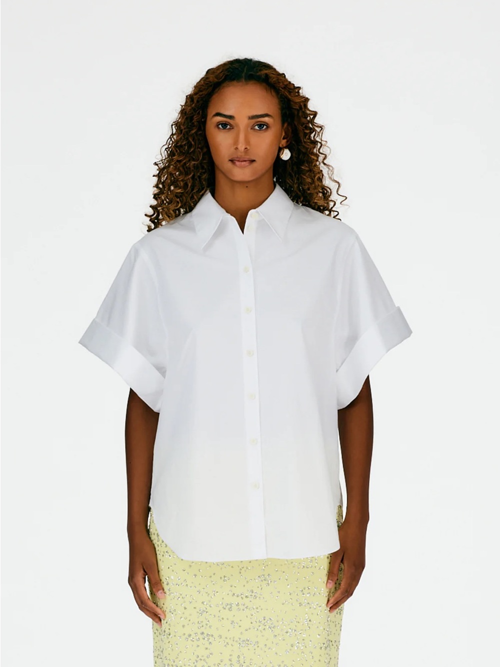 Tibi Eco Poplin Rolled Sleeve Shirt